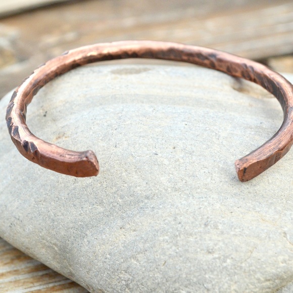 Heavy Gauge Solid Copper Cuff Bracelet Rustic Boho - Picture 3 of 8